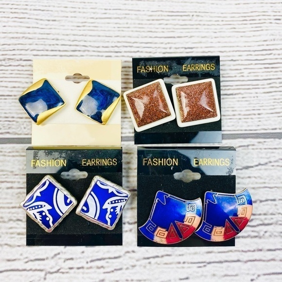 Vintage 80’s/90’s Bundle of 4 Fashion Earrings - Picture 2 of 8
